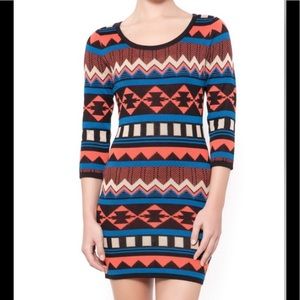 Flying Tomato Aztec Southwest Print Sweater Dress